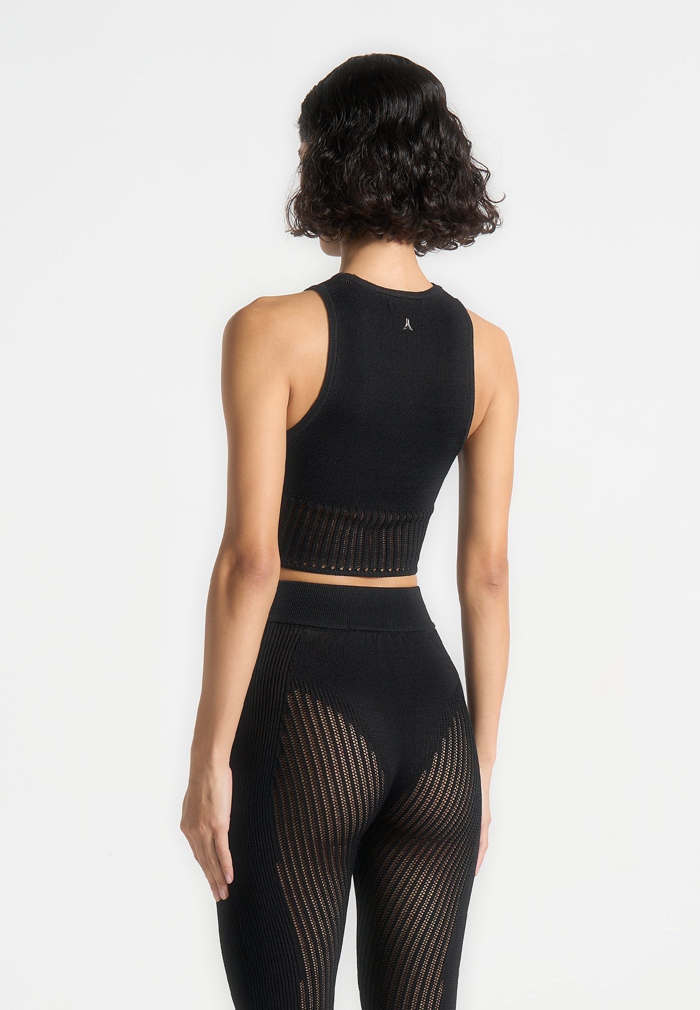 Knitted Contour Crop Top - Black