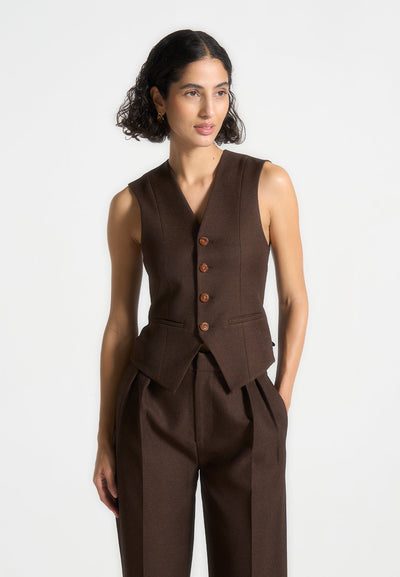 Tailored Cinch Waistcoat - Brown