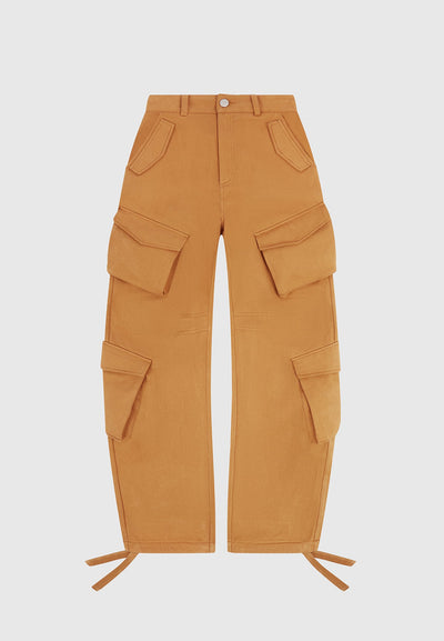 High Waisted Cargo Pants - Tan