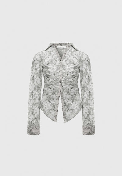 Lace Mesh Contour Shirt - Off White