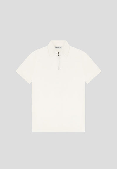 Luxe Polo Top With Zip - Off White