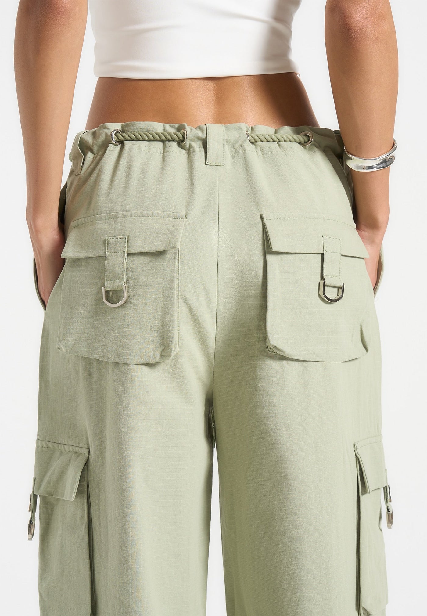 Ripstop Parachute Cargo Pants - Sage