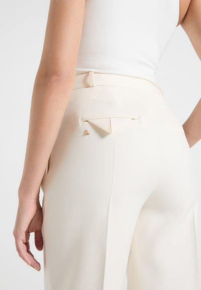 Tailored Twin Pleat Trousers - Cream