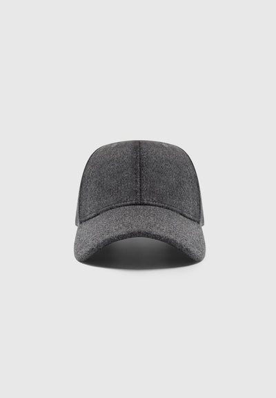 Textured Wool Blend Cap - Charcoal Grey