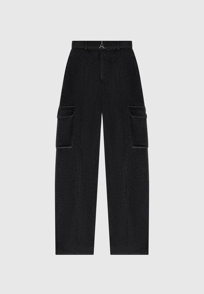 Wool Tailored Cargo Trousers - Black