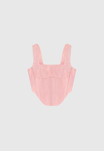 Denim Corset Top - Washed Pink