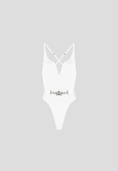 Eiffel Belted Swimsuit - Off White