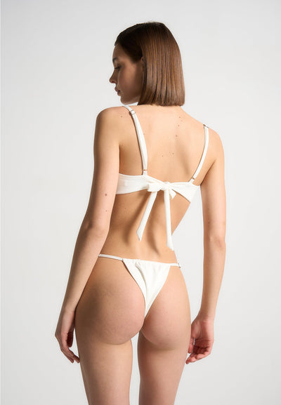 Eiffel Ruched Bikini Bottoms - Off White