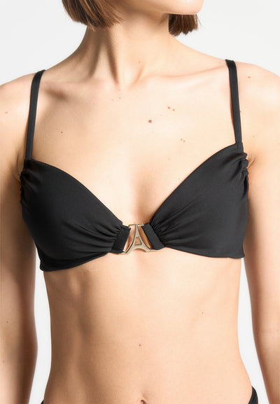 Eiffel Ruched Bikini Top - Black
