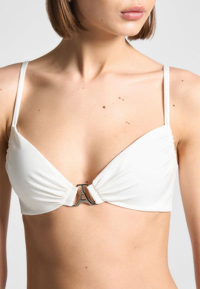 Eiffel Ruched Bikini Top - Off White