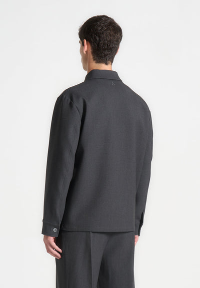 Hatched Tailored Overshirt - Grey