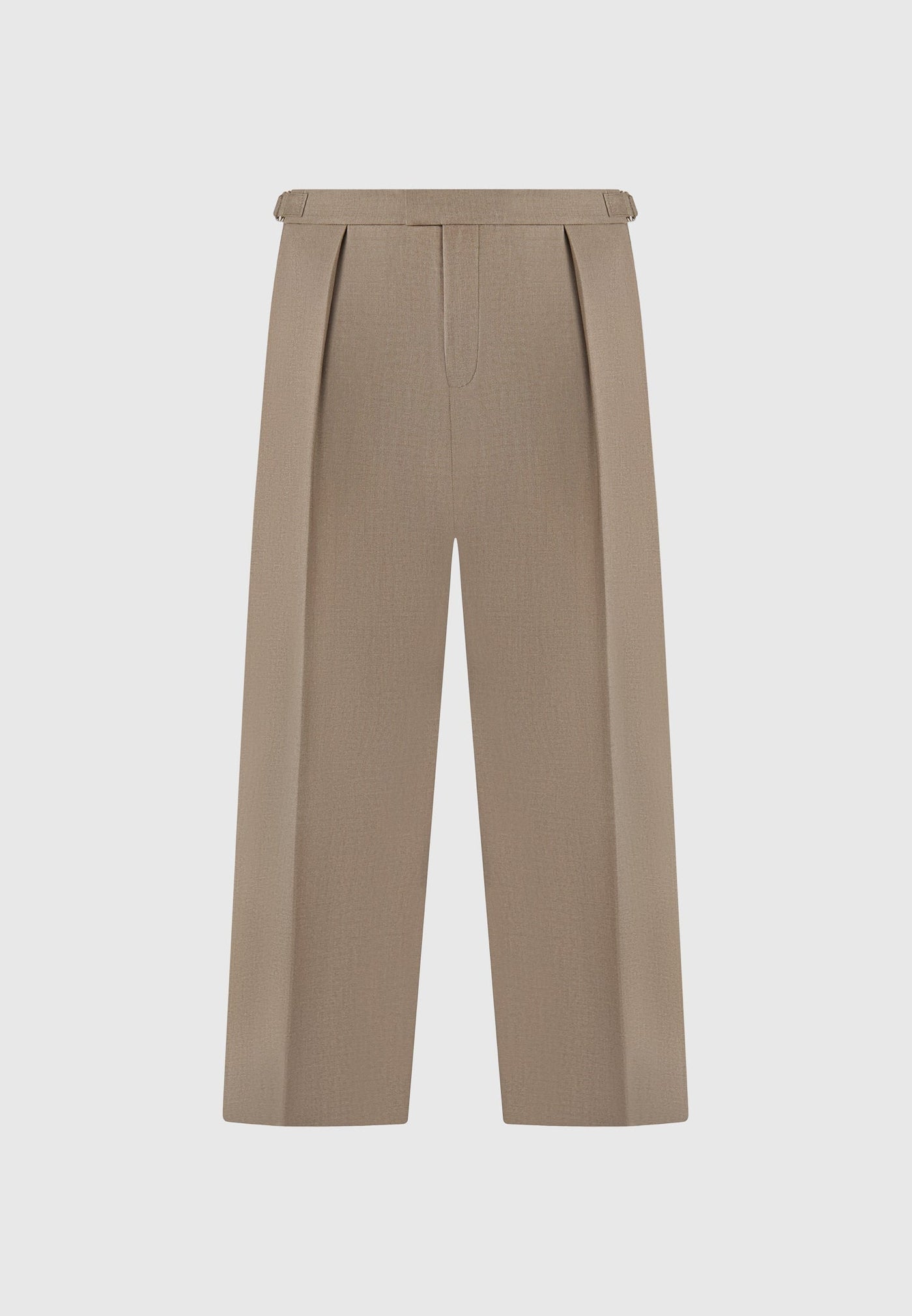Relaxed Fit Hatched Pleated Tailored Trousers - Khaki