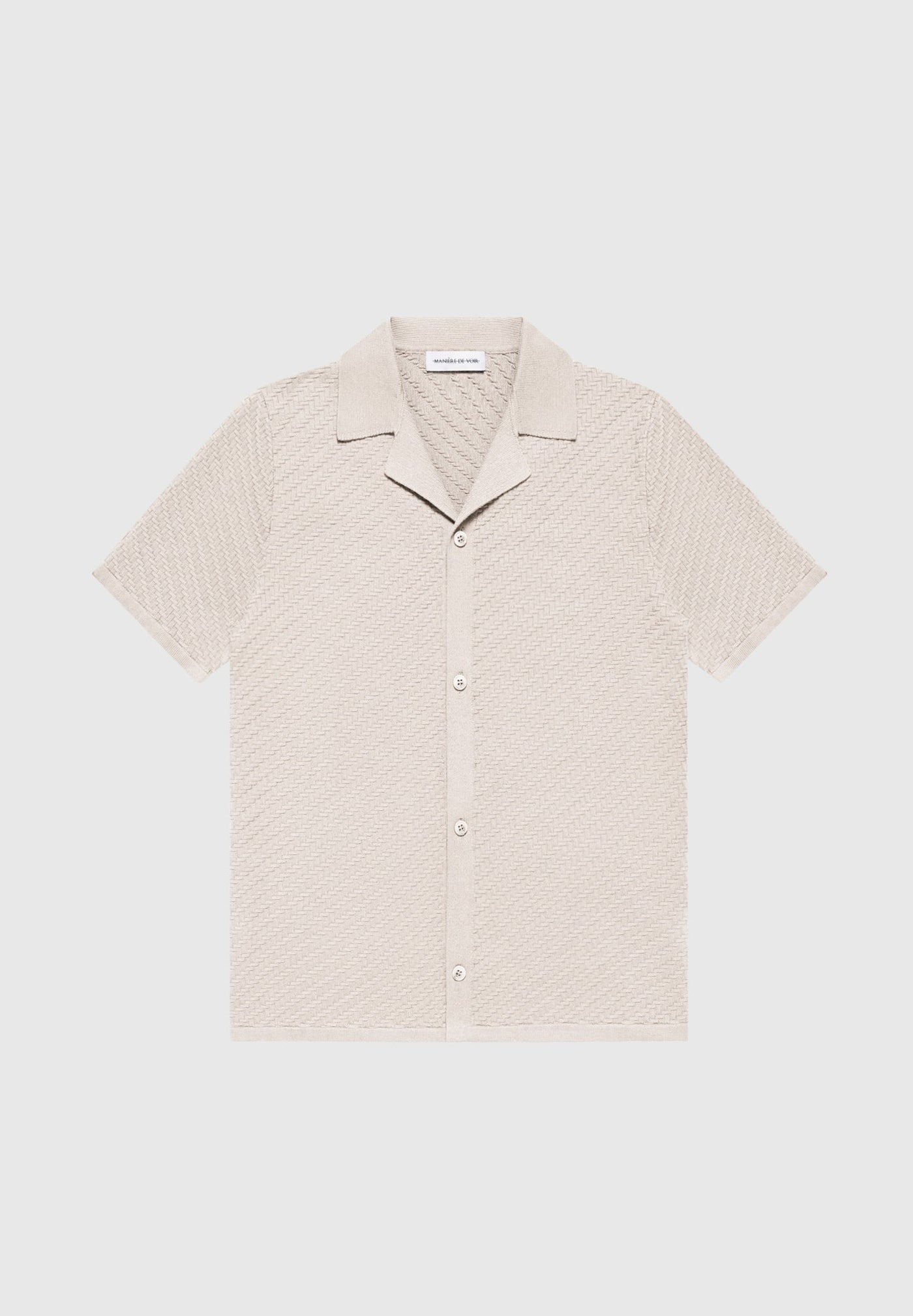 Herringbone Knit Revere Shirt - Taupe