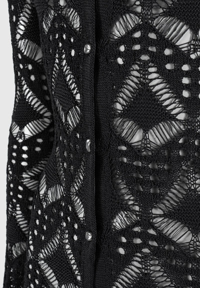 Knit Longline Cover Up Cardigan - Black