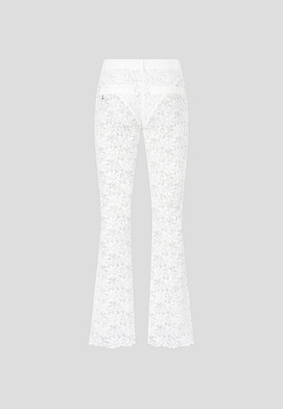 Lace Fit and Flare Trousers - White