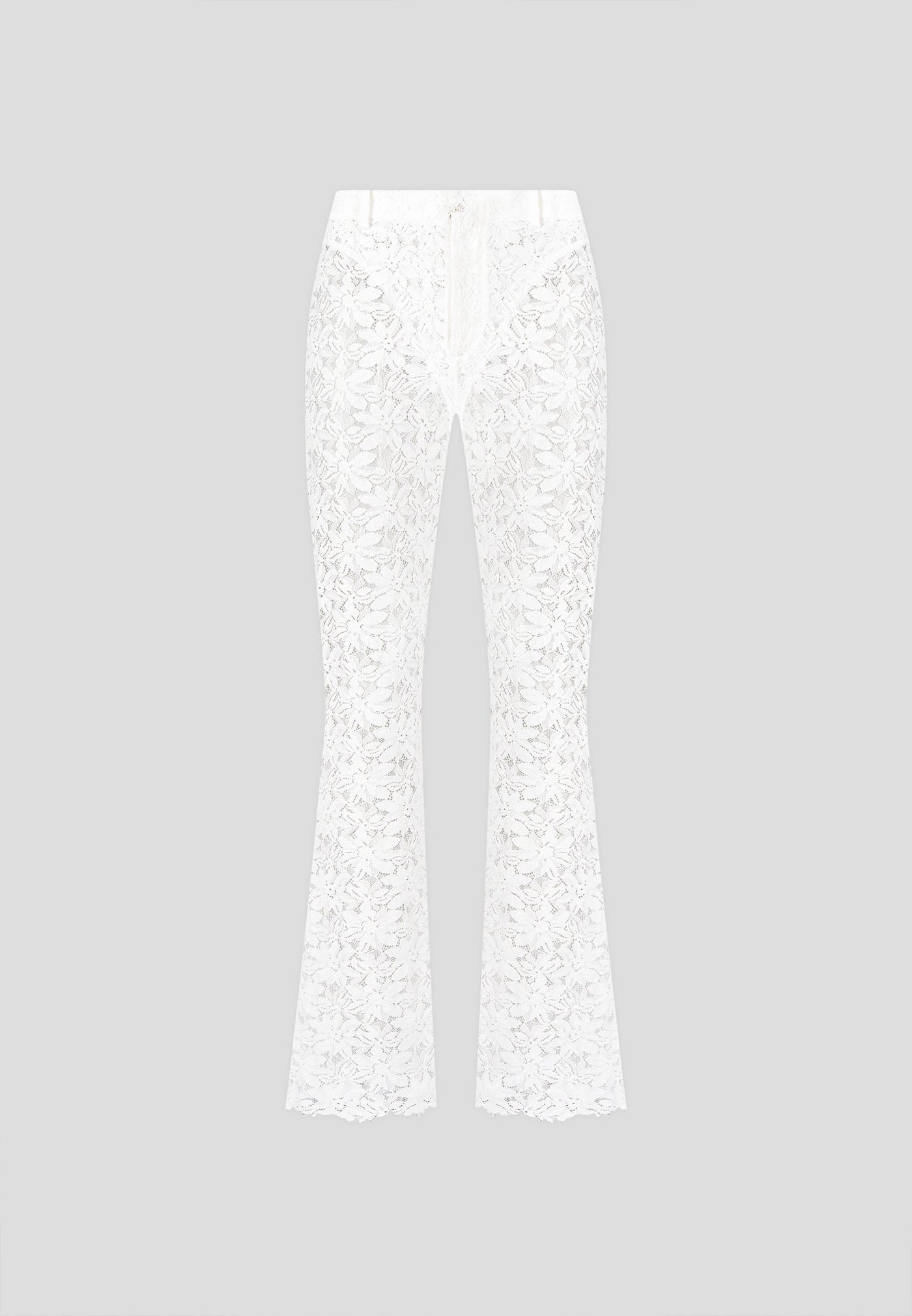 Lace Fit and Flare Trousers - White