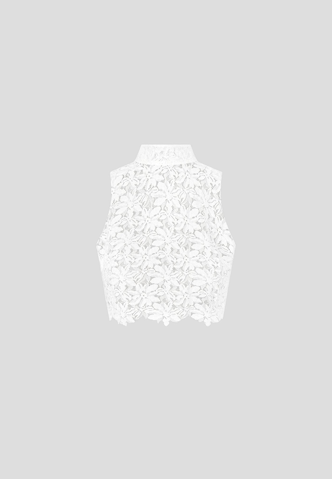 Lace Open Back Top - White