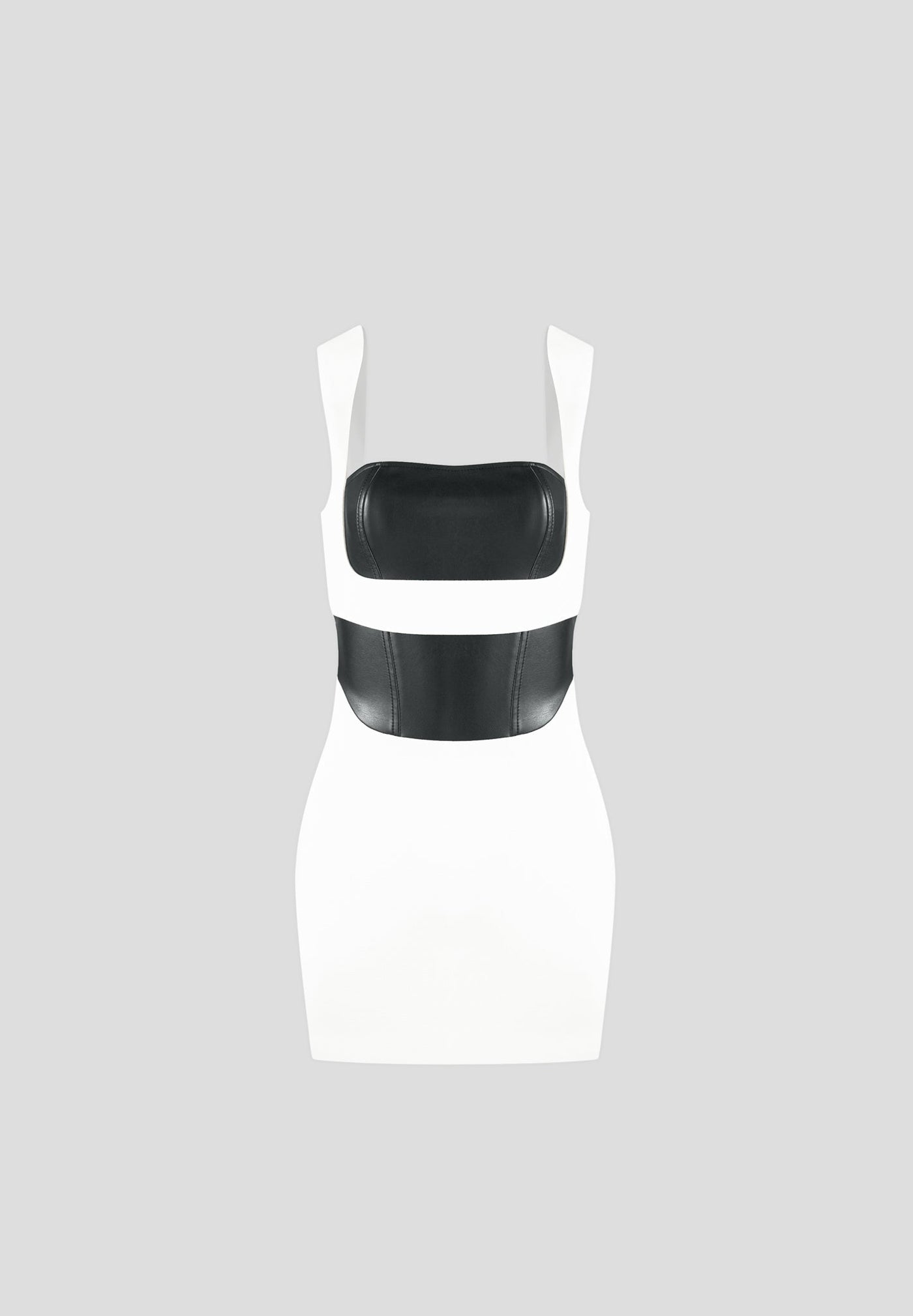 Layered Corset Mini Dress - White/Black