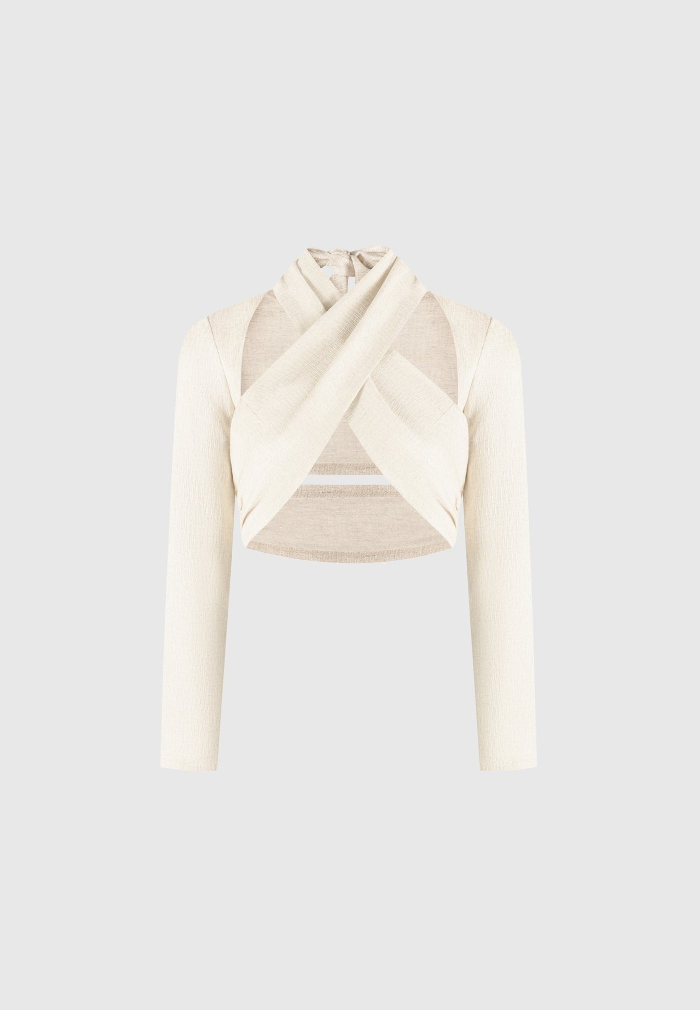 Linen Crossover Bolero Top - Natural