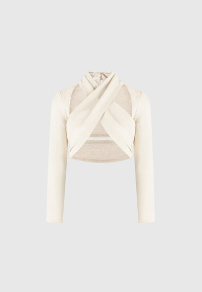 Linen Crossover Bolero Top - Natural