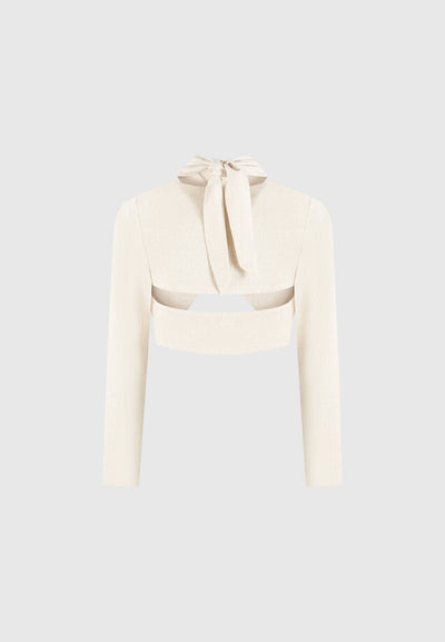 Linen Crossover Bolero Top - Natural