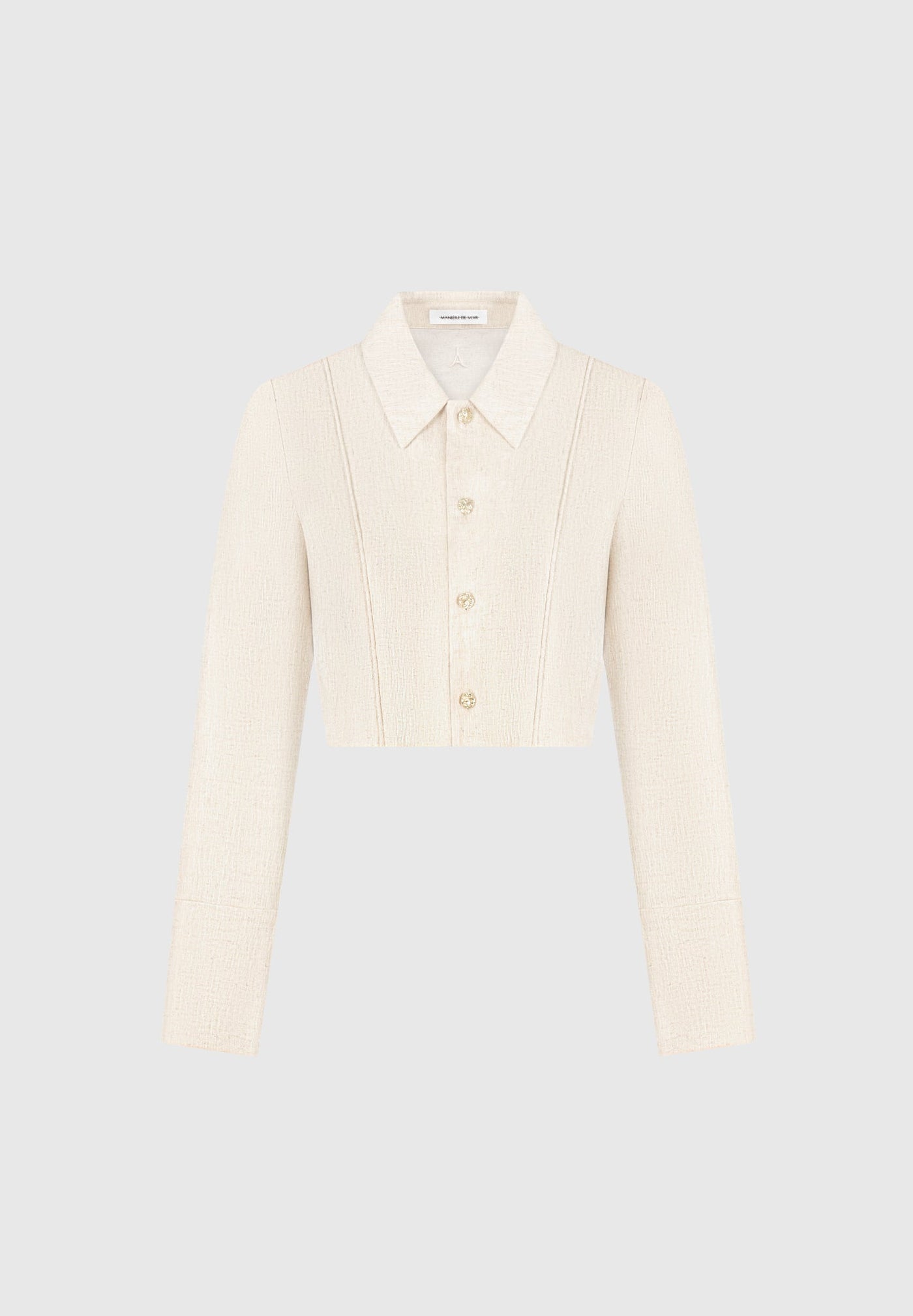 Linen Pintuck Cropped Shirt - Natural