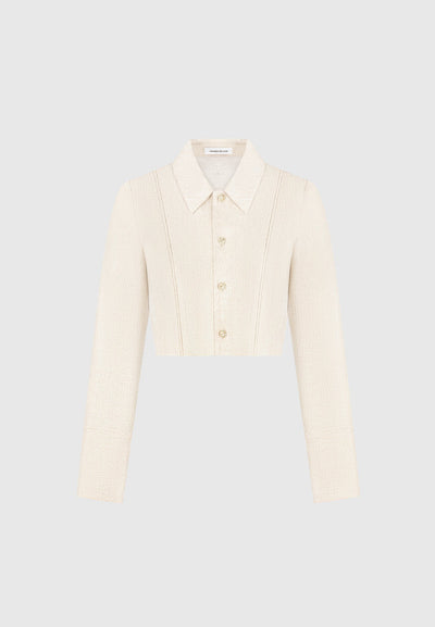 Linen Pintuck Cropped Shirt - Natural