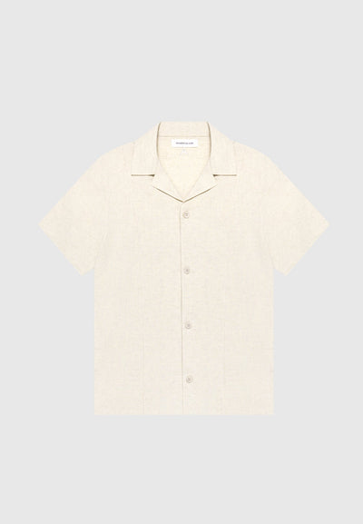 Linen Pintuck Revere Shirt - Natural