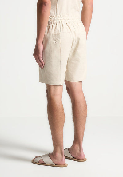 Linen Pintuck Shorts - Natural