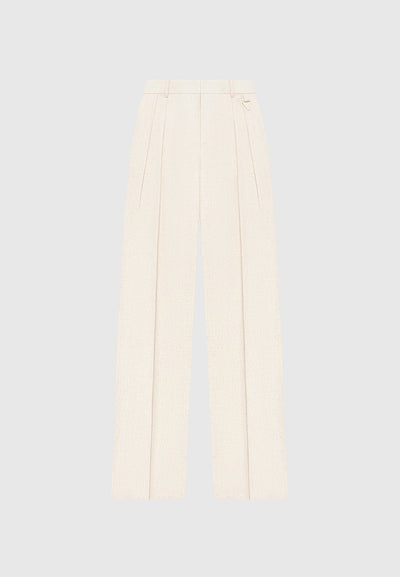 Linen Twin Pleat Trousers - Natural