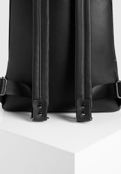 Lyon Suede Panel Backpack - Black