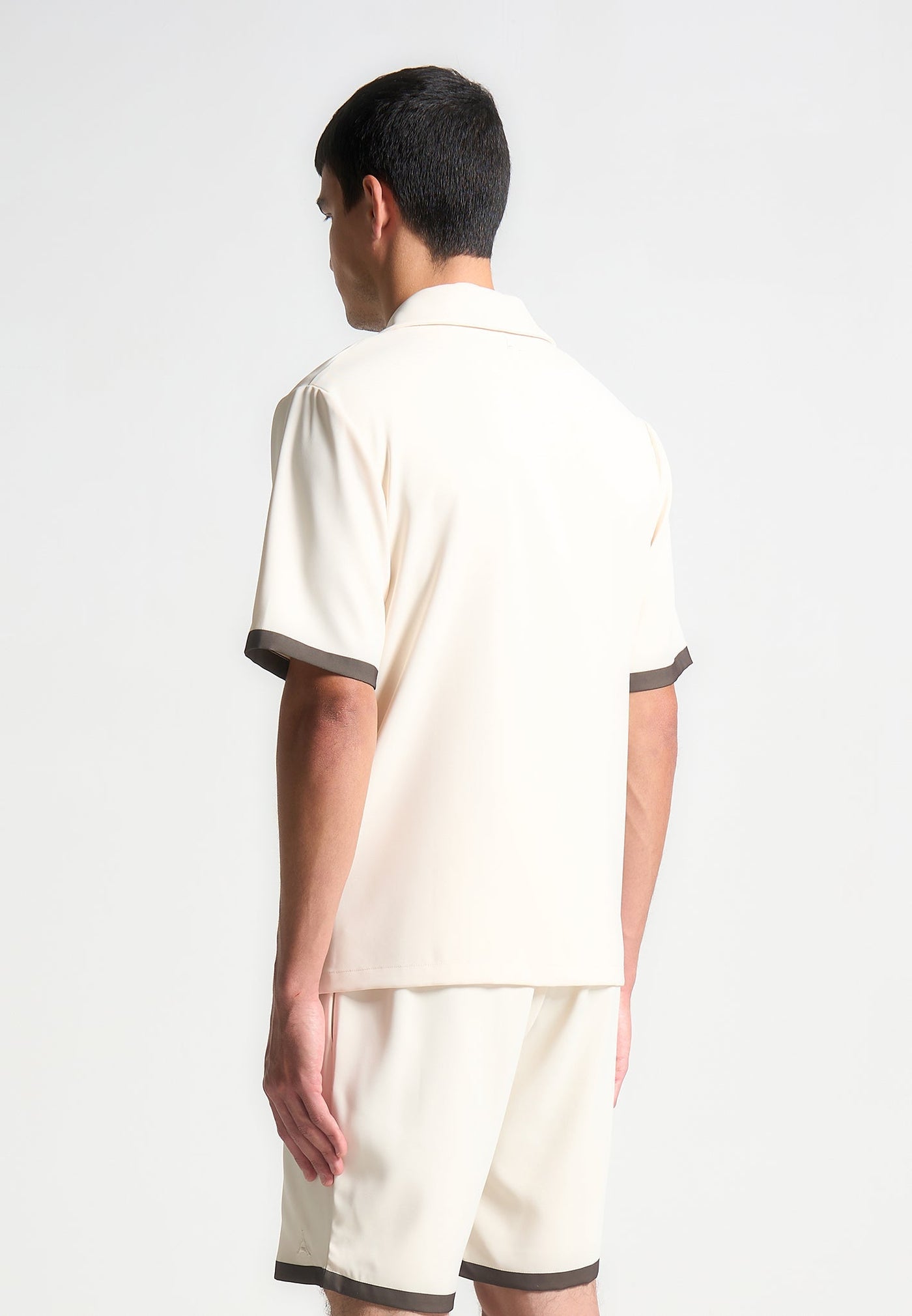 Ombré Border Revere Shirt - Cream/Brown