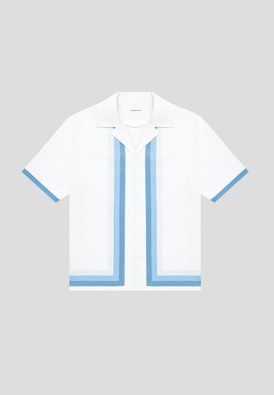 Ombré Border Revere Shirt - White/Blue