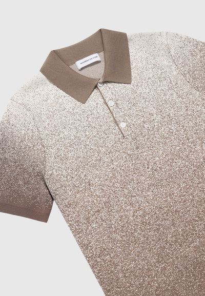 Ombré Knit Polo Top - Taupe/White