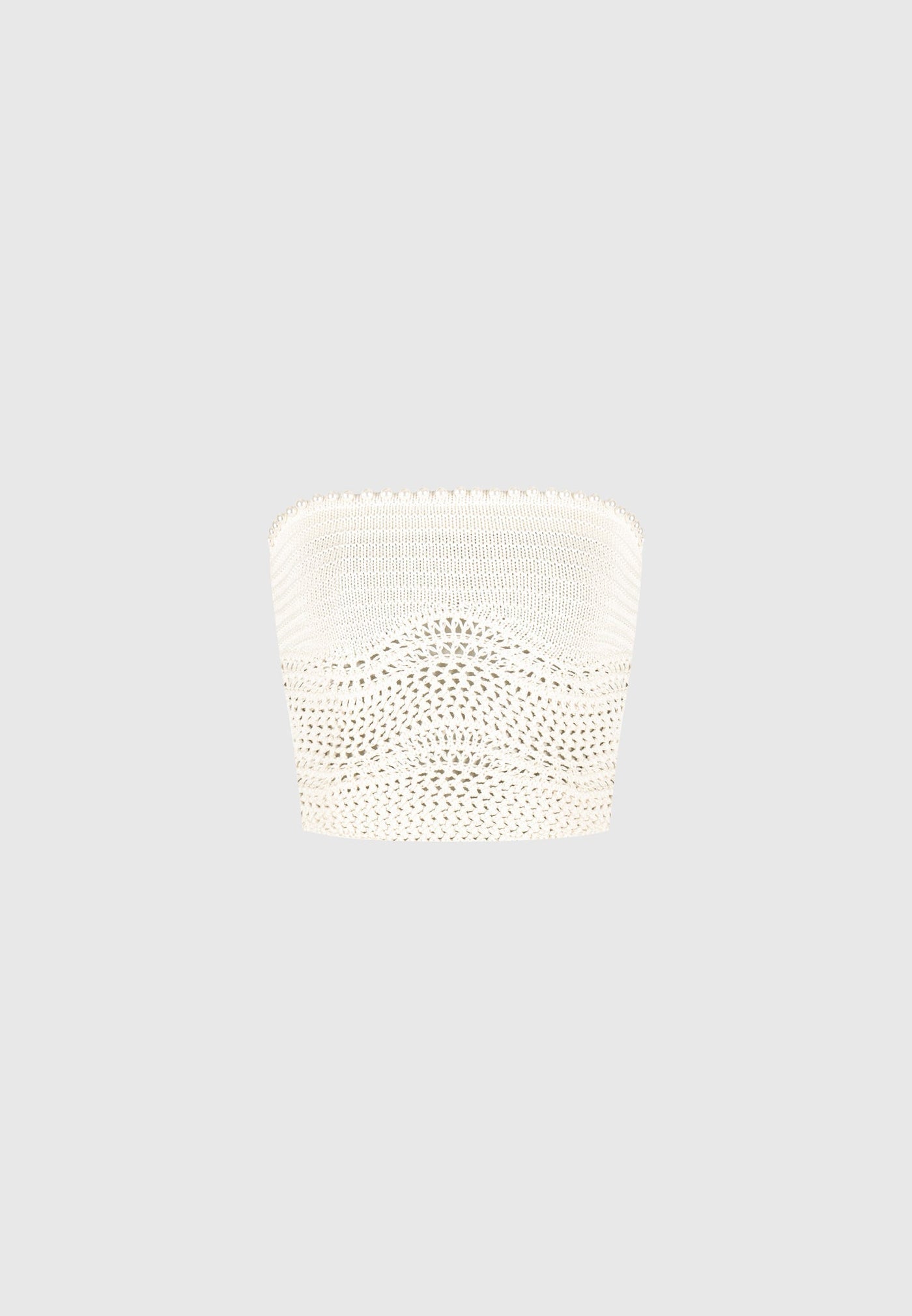 Pearl Applique Crochet Bandeau Top - Cream