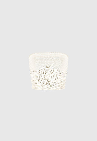 Pearl Applique Crochet Bandeau Top - Cream