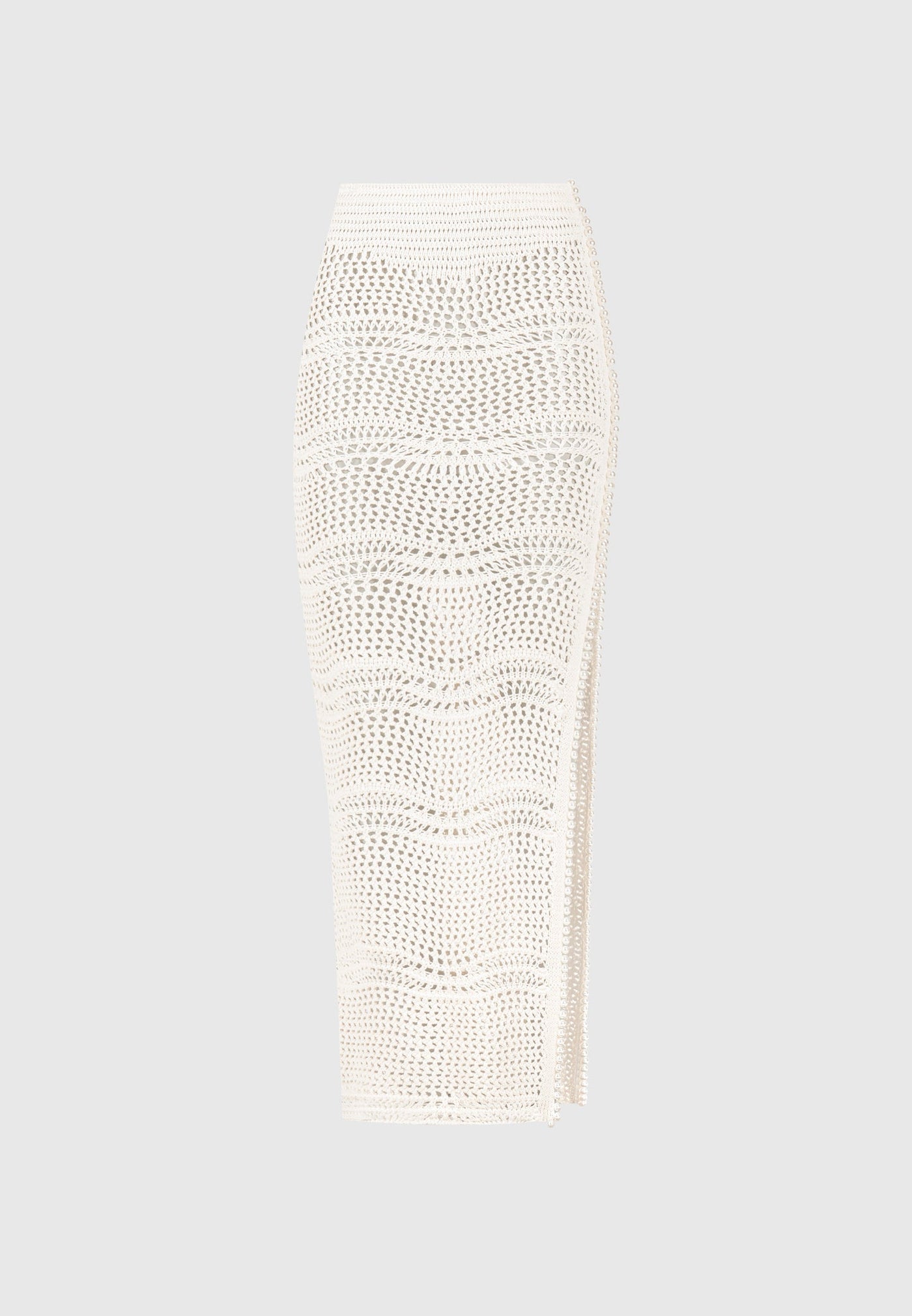 Pearl Applique Crochet Maxi Skirt - Cream