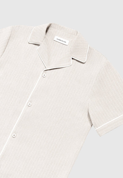 Pinstripe Revere Shirt - Beige
