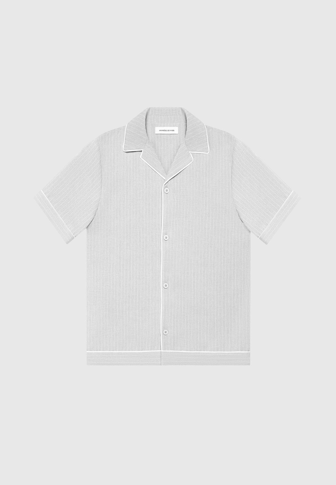 Pinstripe Revere Shirt - Grey