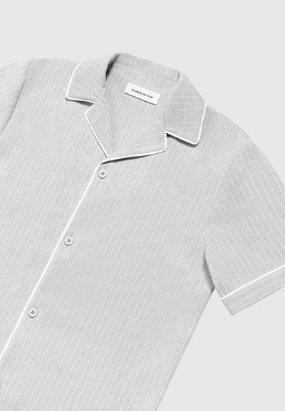 Pinstripe Revere Shirt - Grey