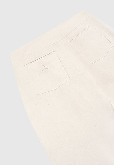 Pleated Boyfriend Jeans - Cream