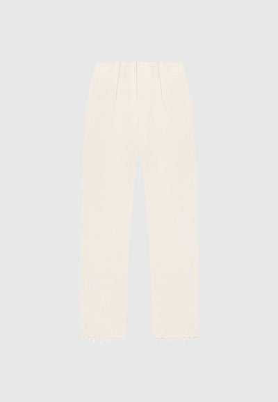 Pleated Boyfriend Jeans - Cream