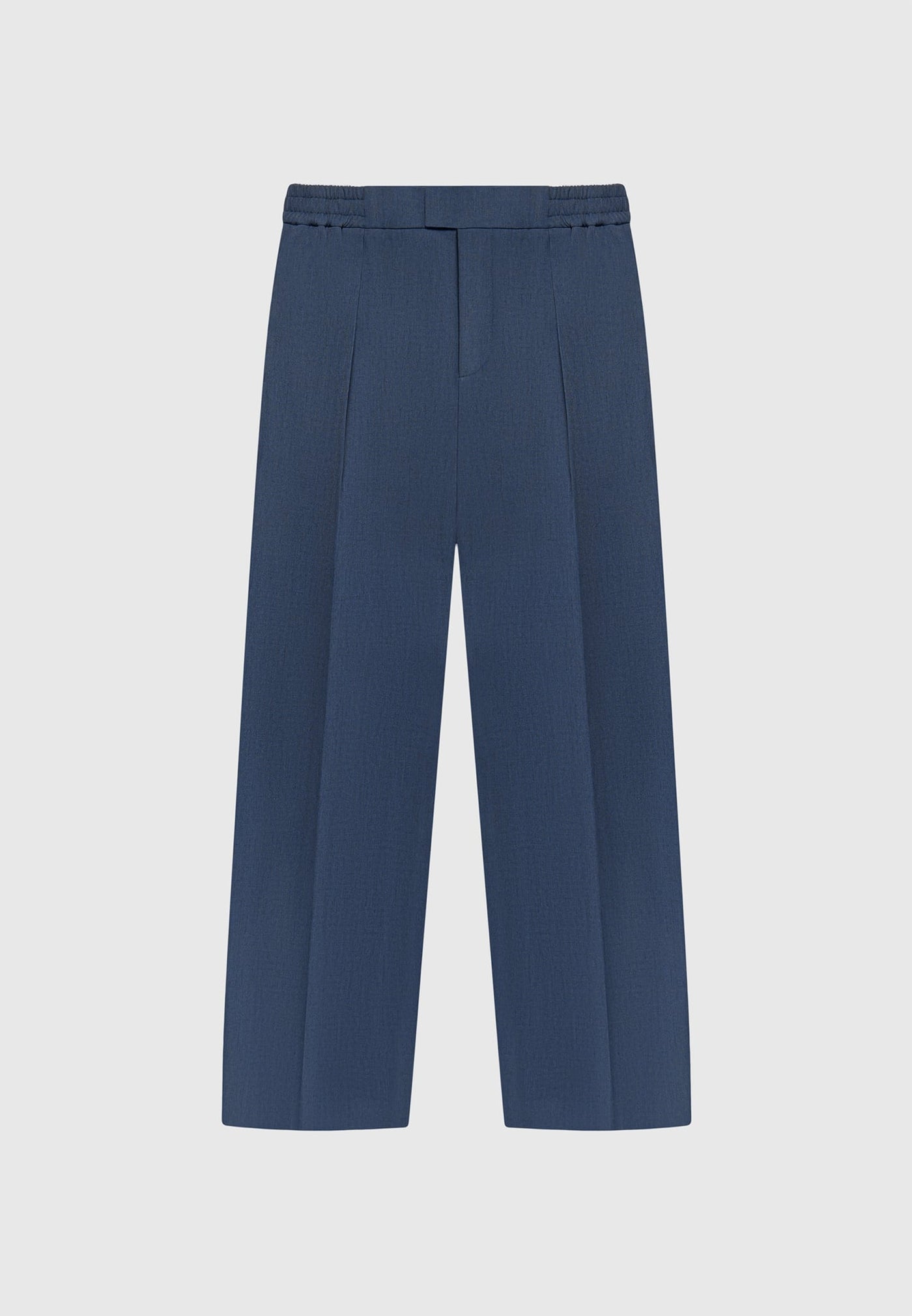 Relaxed Fit Hatched Pleated Tailored Trousers - Blue