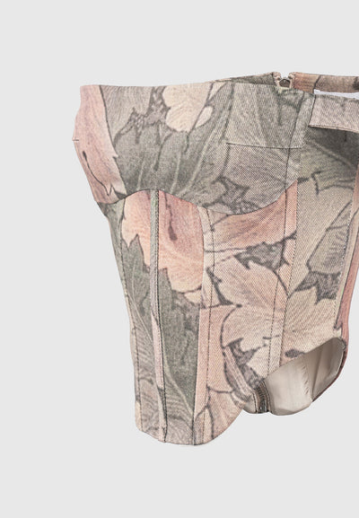 Renaissance Camo Bardot Corset Top - Multi