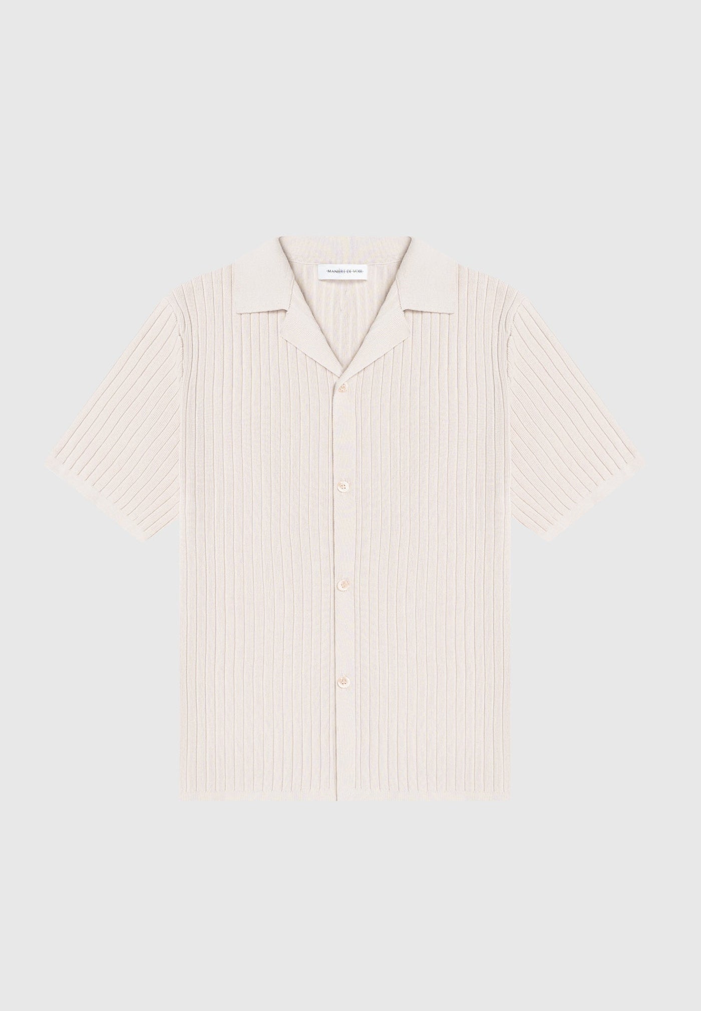 Ribbed Knit Revere Shirt - Cream