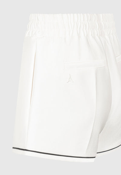 Satin Shorts with Piping - Cream