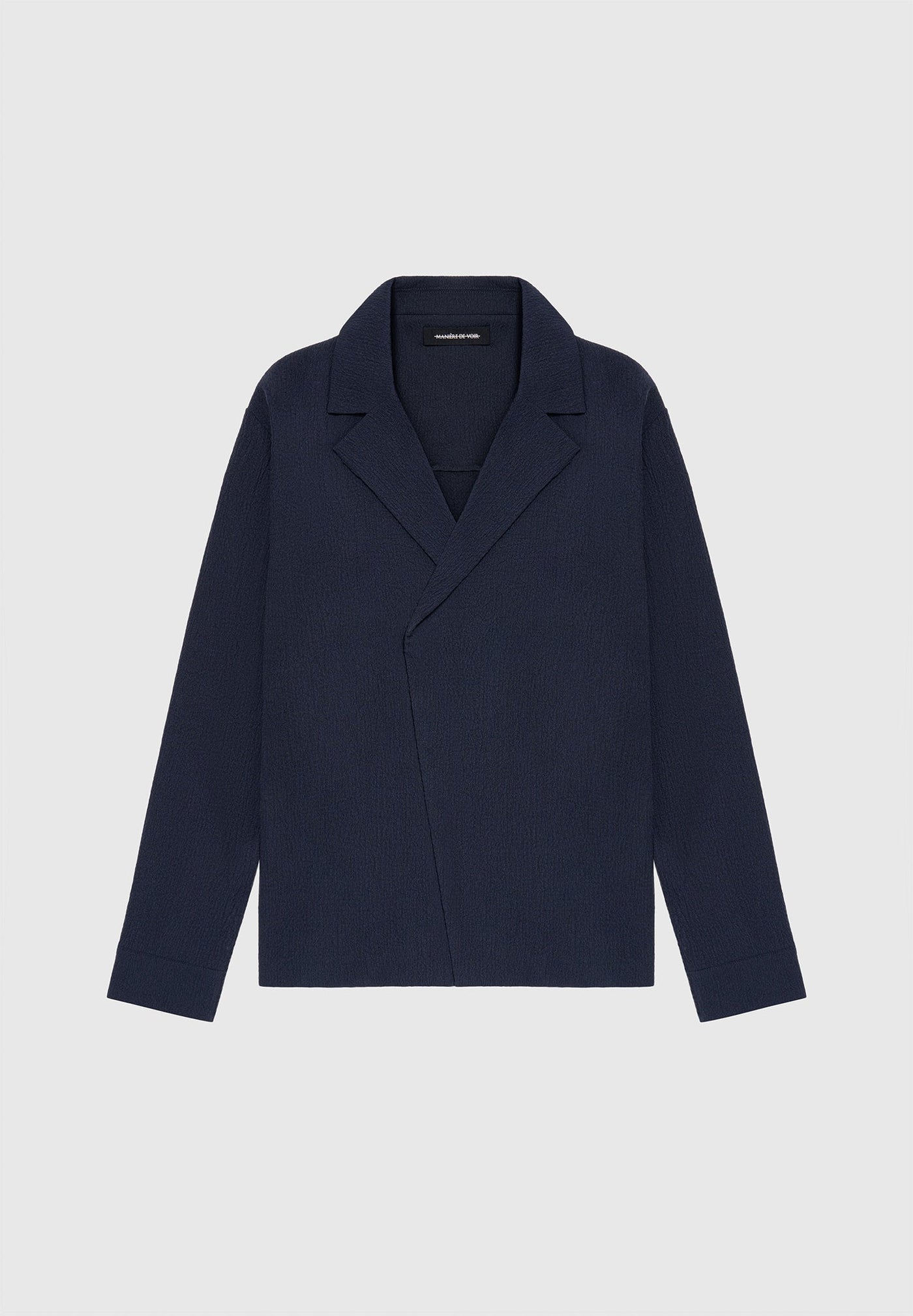 Seersucker Double Breasted Shirt - Navy