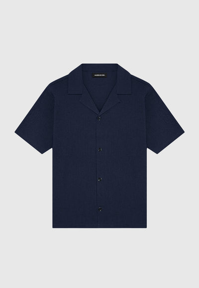 Seersucker Revere Shirt - Navy