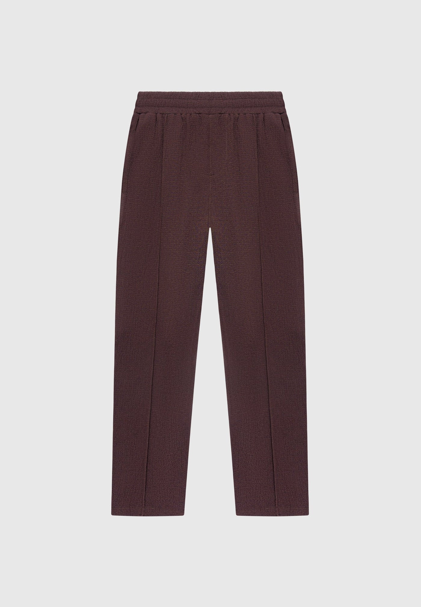 Seersucker Tapered Trousers - Brown