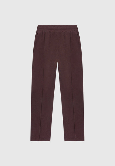 Seersucker Tapered Trousers - Brown